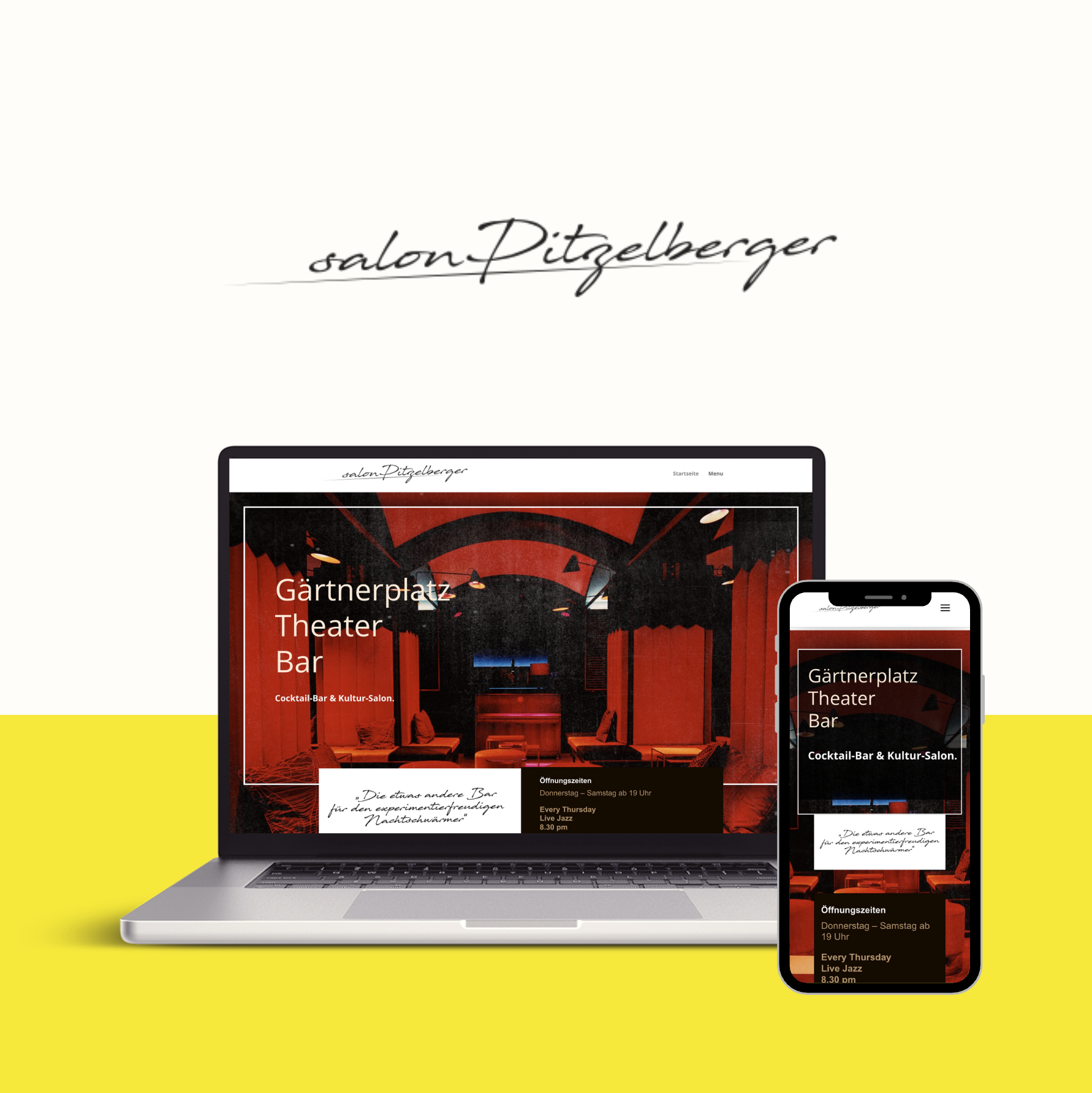 Illustration der Website von Salon Pitzelberger - Gärtnerplatz Theater Bar