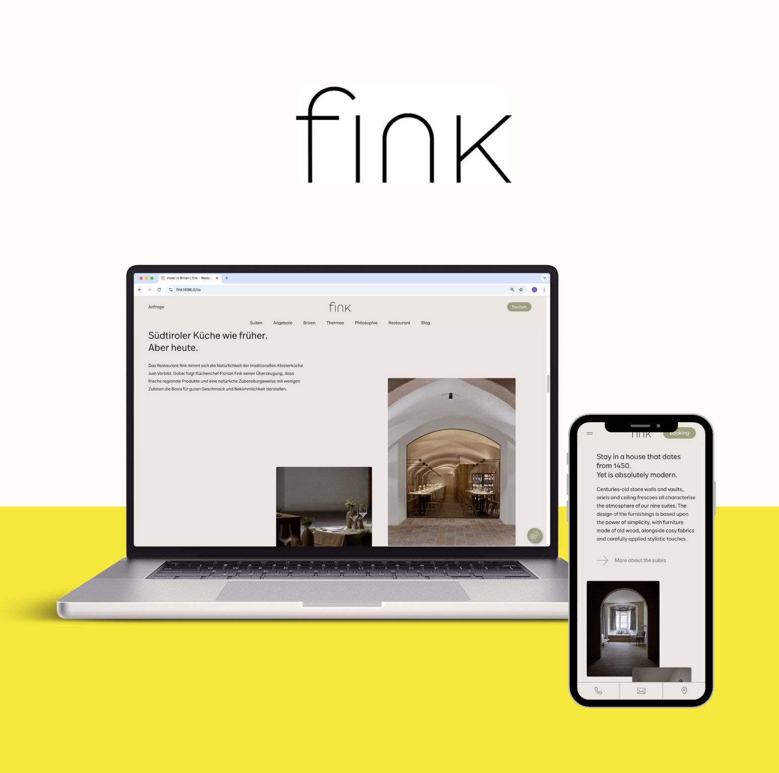 Illustration der Website von fink Restaurant & Suites